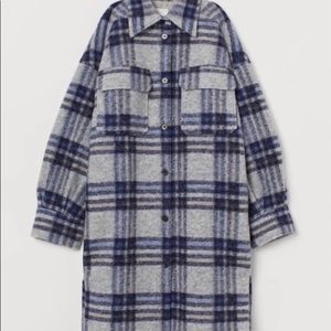 New H&M wool plaid jacket shacket XS